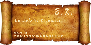 Barabás Klaudia névjegykártya